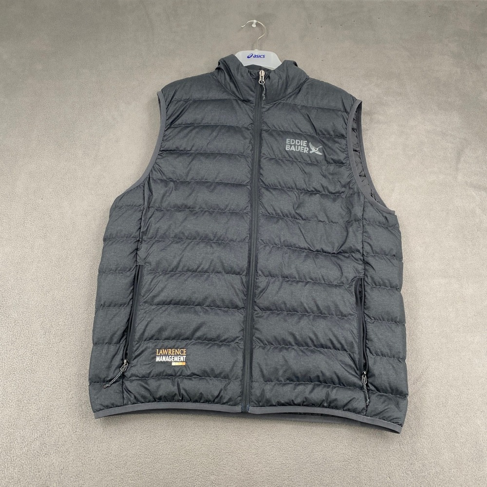 Eddie Bauer Mens 650 Down Vest Gray Heather Puffer Full Zip Size M 8912